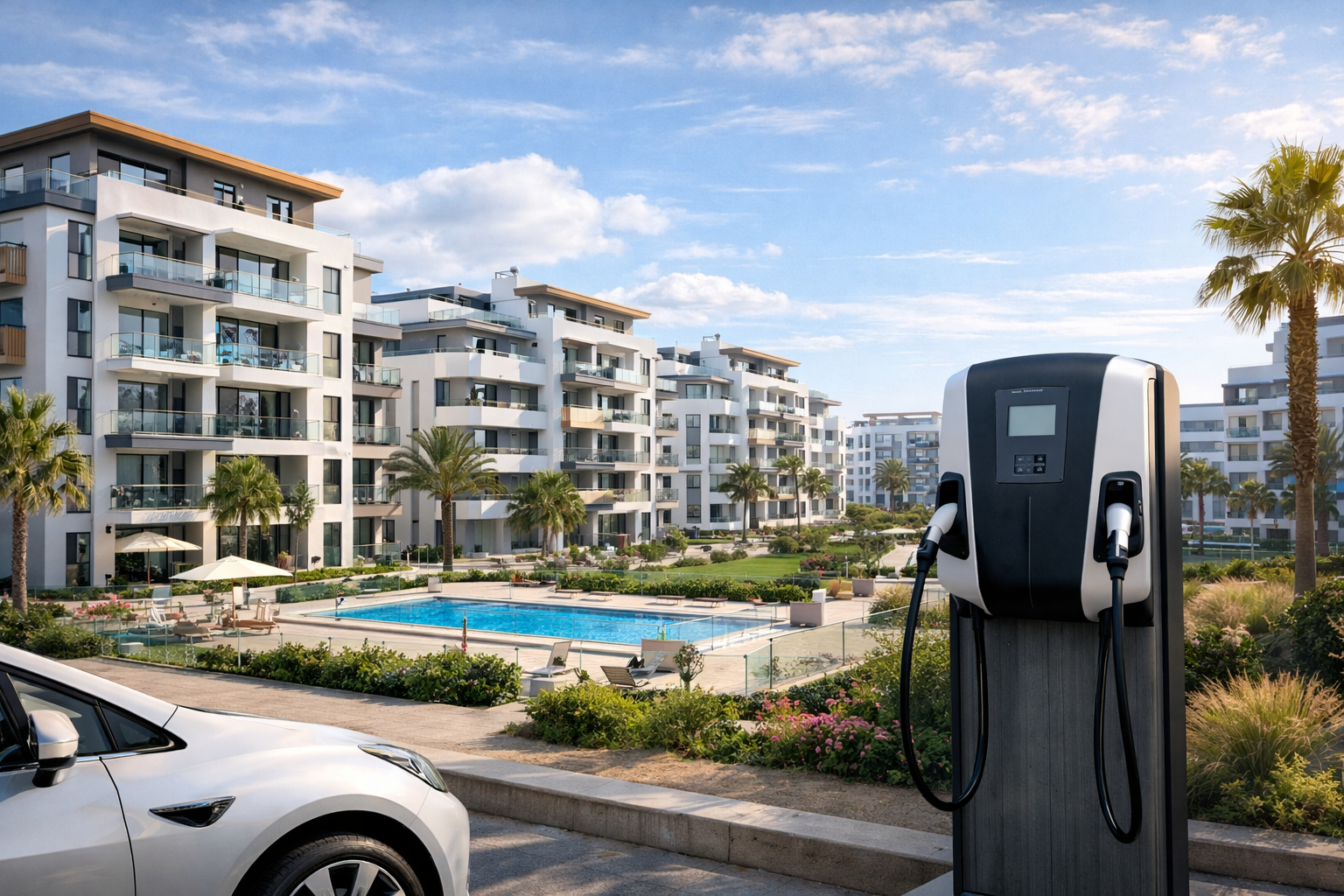 Comunidad de vecinos con cargador eléctrico